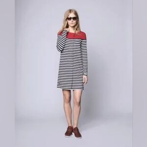 LACOSTE Placket Striped Long Sleeve Dress Red White Black Size 0 (34 EU)